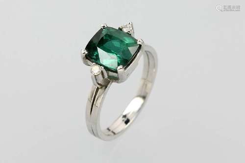 18 kt gold ring with tourmaline and diamonds