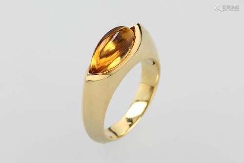 18 kt gold ring with citrine