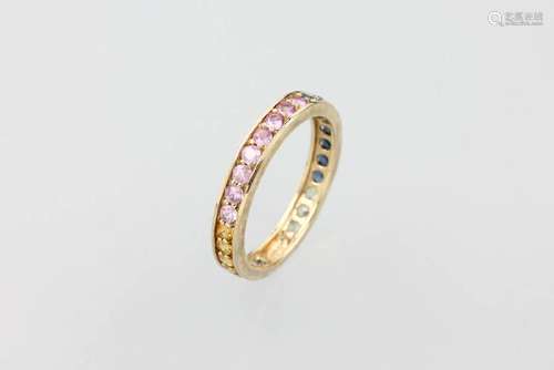 14 kt gold memoryring with sapphires