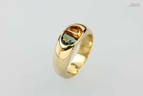 18 kt gold ring with coloured stones