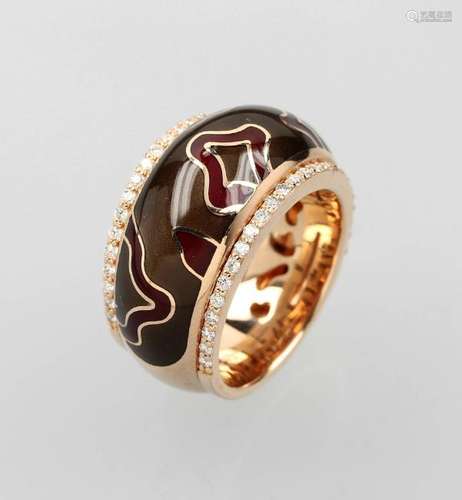 18 kt gold LEO WITTWER ring with enamel and brilliants