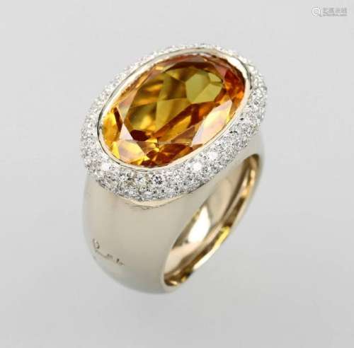 POMELLATO 18 kt gold ring with brilliants and citrine