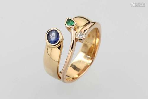 18 kt gold CADEAUX ring with coloured stones and