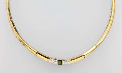 14 kt gold necklace with tourmaline and diamonds