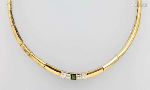 14 kt gold necklace with tourmaline and diamonds