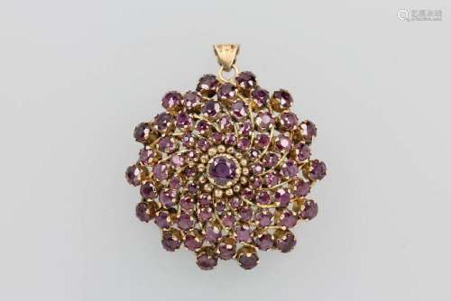 14 kt gold pendant/brooch with rubies