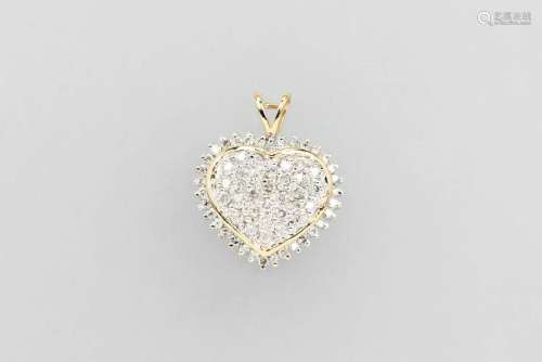 14 kt gold heartpendant with brilliants
