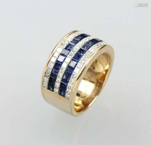 18 kt gold WEMPE ring with sapphires and diamonds