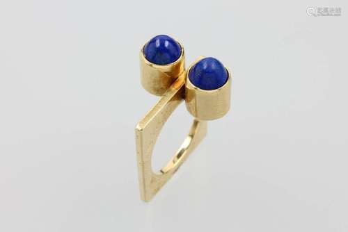 18 kt gold designer-ring with lapis lazuli