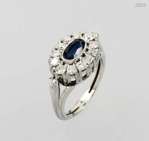 14 kt gold ring with brilliants and sapphire