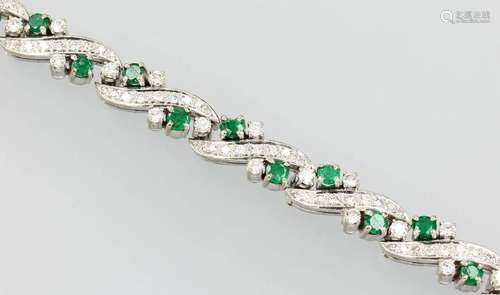 18 kt gold bracelet with emeralds and brilliants