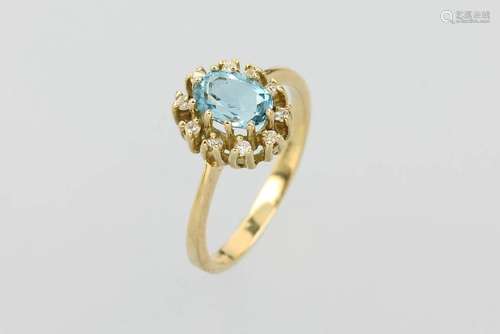 18 kt gold ring with topaz and brilliants