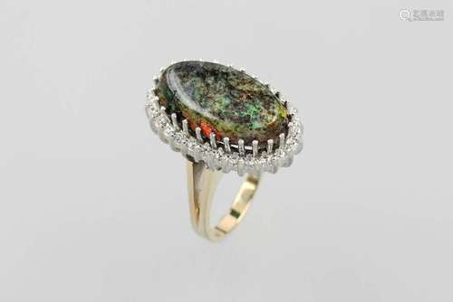 14 kt gold ring with opal and diamond imitations