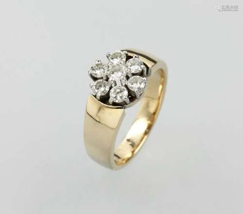14 kt gold blossom ring with brilliants