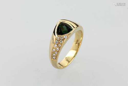 18 kt gold ring with tourmaline and brilliants