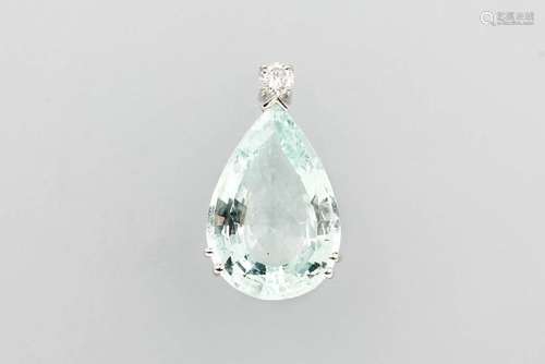 18 kt gold pendant with aquamarine and brilliant