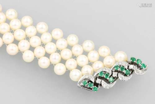 14 kt gold 5-row bracelet with cultured akoya pearls