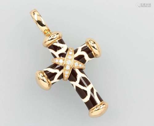 18 kt gold LEO WITTWER crosspendant with enamel and