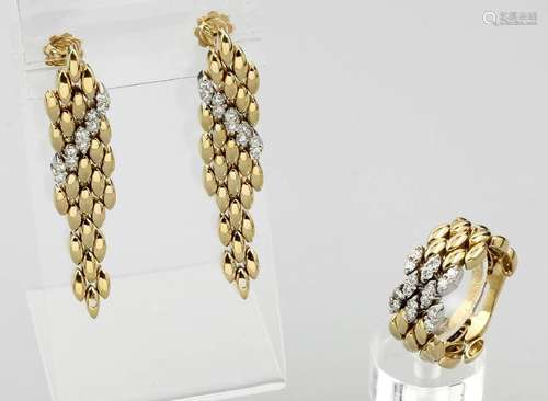 14 kt gold jewelry set with brilliants