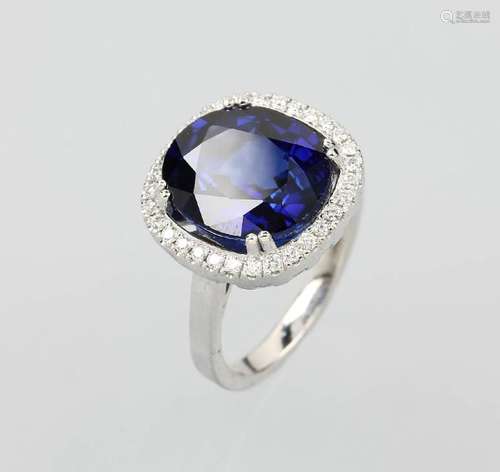 18 kt gold ring with sapphire and brilliants