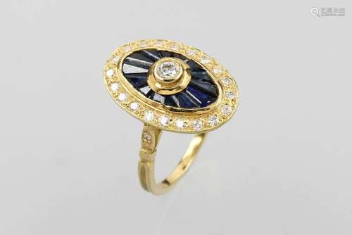 18 kt gold ring with sapphires and brilliants