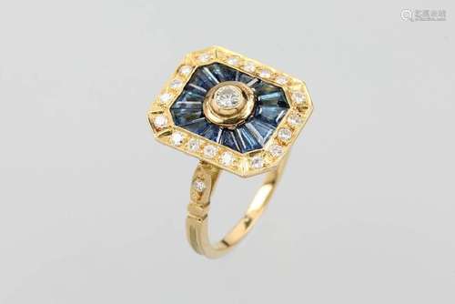 18 kt gold ring with sapphires and brilliants