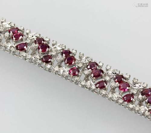 18 kt gold bracelet with rubies and brilliants