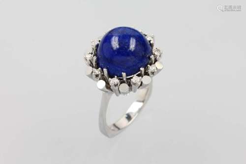 14 kt gold ring with lapis lazuli and diamonds