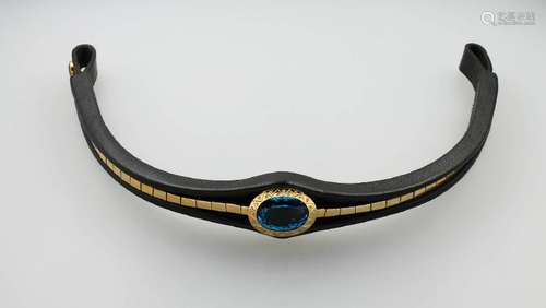 Leather head band for horses with precious topaz