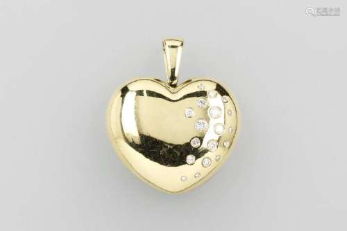 14 kt gold clip pendant heart with brilliants