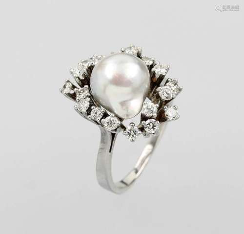 14 kt gold ring with cultured akoya pearl and