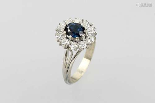 Platinum ring with sapphire and brilliants