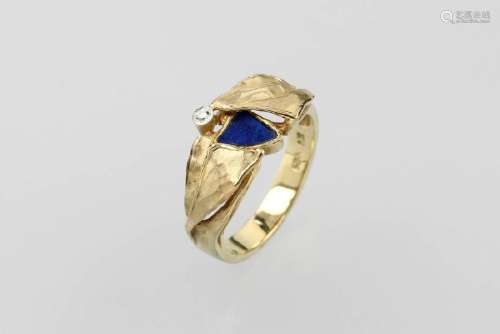 9 kt gold ring with lapis lazuli and diamond