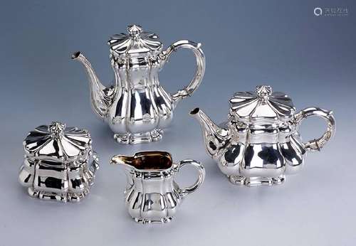 4-part coffee- and teaset, 800 silver, german approx.