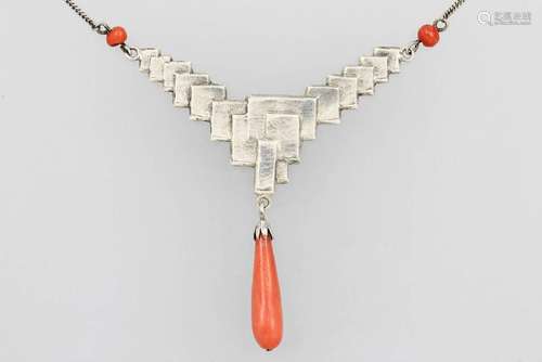 Art-Deco-Necklace with coral, silver, approx. 1930/32