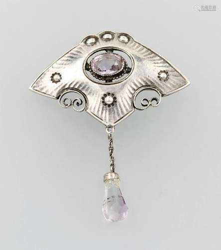 Art Nouveau brooch with amethyst, Pforzheim approx.