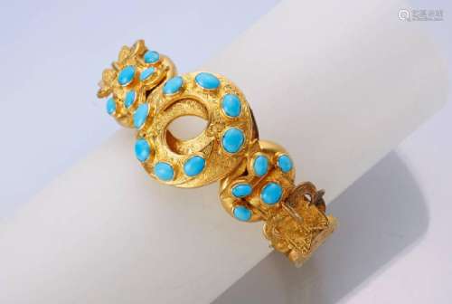 14 kt gold bracelet with turquoise