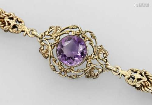 Bracelet with amethyst, silver gold plated