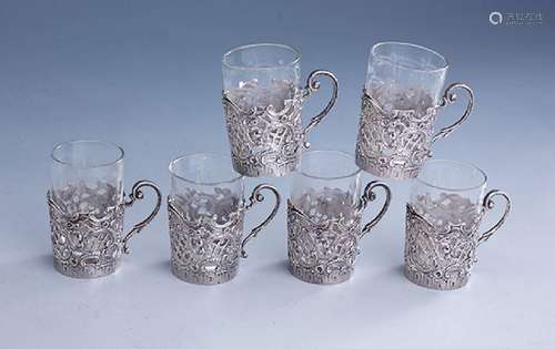 6 liqueur glasses, probably Hanau approx. 1900