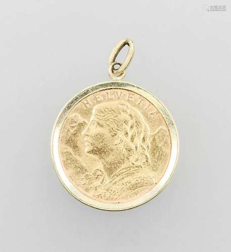 Coin pendant, 20 Swiss Francs