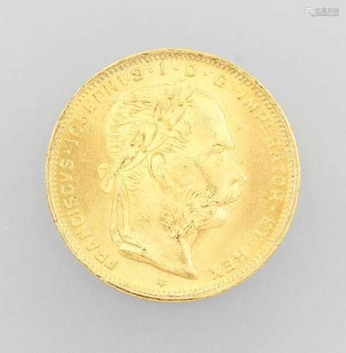 Gold coin, 8 Florin 20 Swiss Francs, Austria- Hungary,