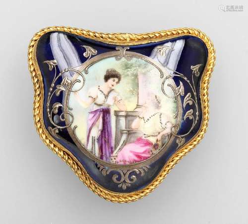 Belt buckle with porcelain painting