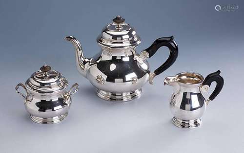 3-part teaset, german approx. 1900, 800 silver