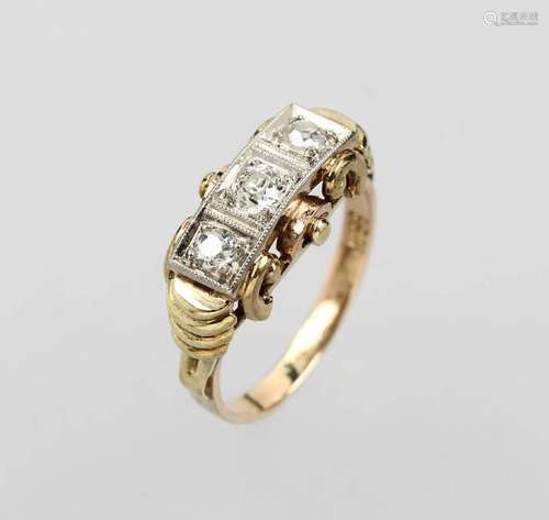 14 kt gold Art-Deco ring with diamonds