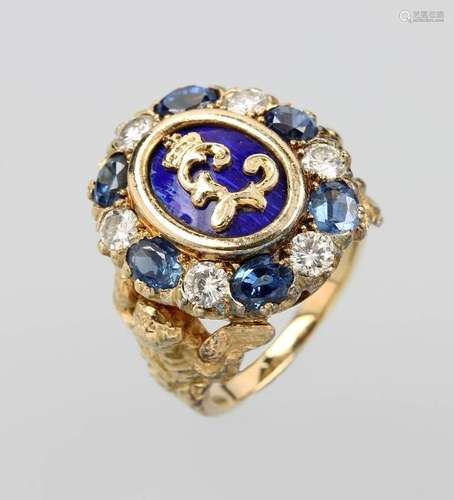 18 kt gold ring with sapphires and brilliants