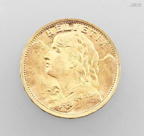 Gold coin, 20 Swiss Francs, Switzerland, 1935