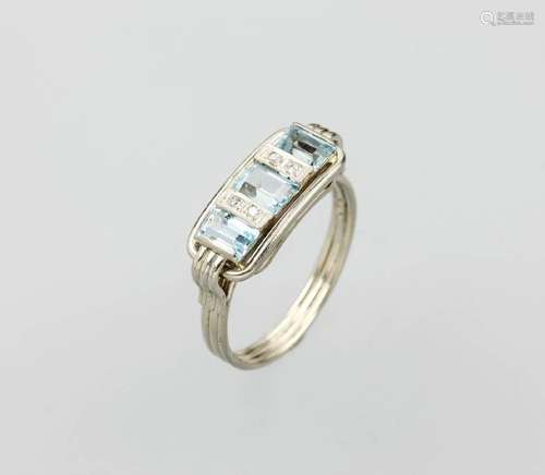 14 kt gold Art-Deco ring with aquamarine and diamonds