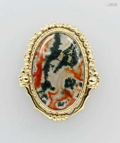 14 kt gold brooch with moss agate