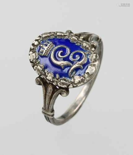 Ring with enamel, 800 silver