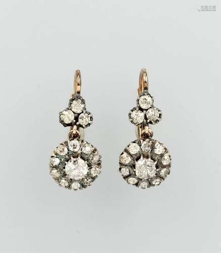 Pair of earrings with diamonds, RoseG 585/000 and